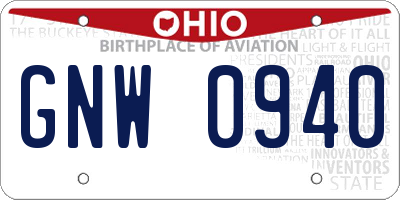 OH license plate GNW0940