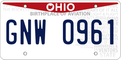 OH license plate GNW0961