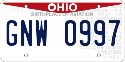 OH license plate GNW0997