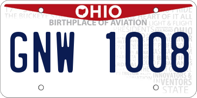 OH license plate GNW1008