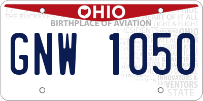 OH license plate GNW1050