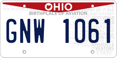 OH license plate GNW1061