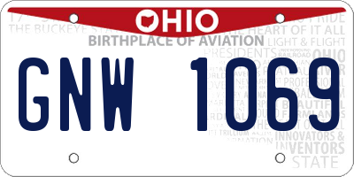 OH license plate GNW1069