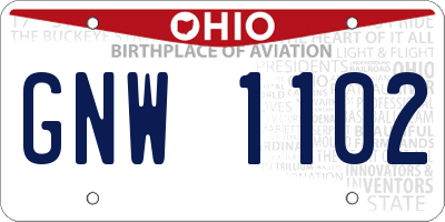 OH license plate GNW1102