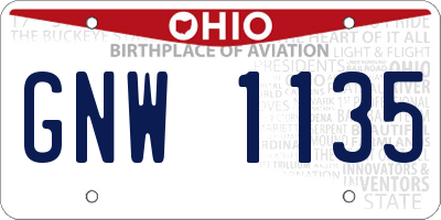 OH license plate GNW1135