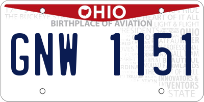 OH license plate GNW1151