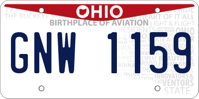 OH license plate GNW1159