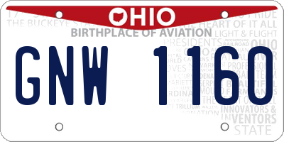 OH license plate GNW1160