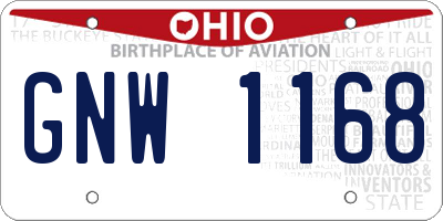 OH license plate GNW1168