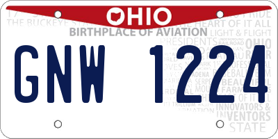 OH license plate GNW1224