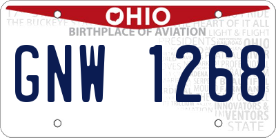 OH license plate GNW1268