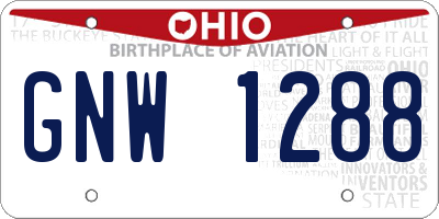 OH license plate GNW1288