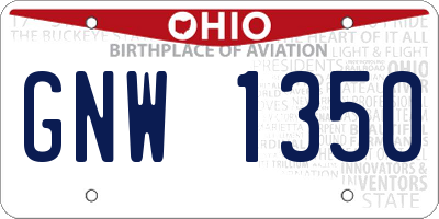OH license plate GNW1350