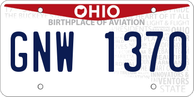 OH license plate GNW1370