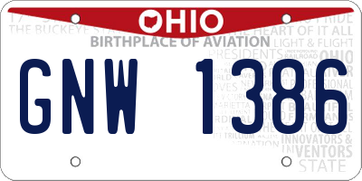 OH license plate GNW1386