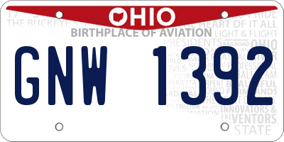 OH license plate GNW1392