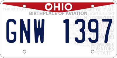 OH license plate GNW1397