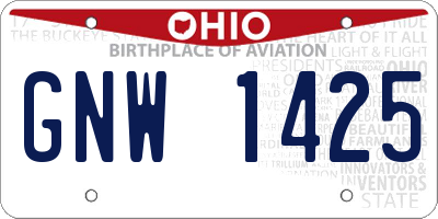 OH license plate GNW1425