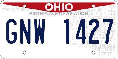 OH license plate GNW1427