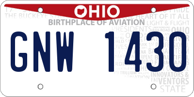 OH license plate GNW1430