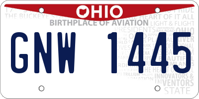 OH license plate GNW1445