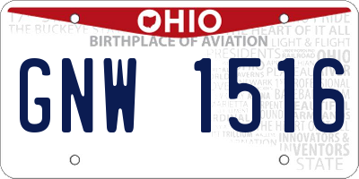 OH license plate GNW1516