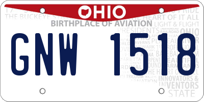 OH license plate GNW1518