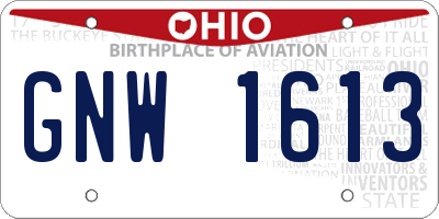 OH license plate GNW1613