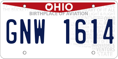 OH license plate GNW1614