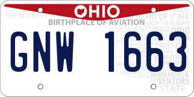 OH license plate GNW1663