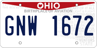 OH license plate GNW1672