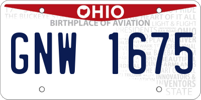 OH license plate GNW1675