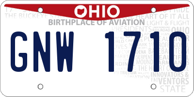 OH license plate GNW1710