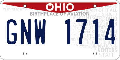 OH license plate GNW1714