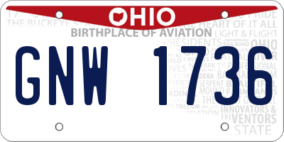 OH license plate GNW1736