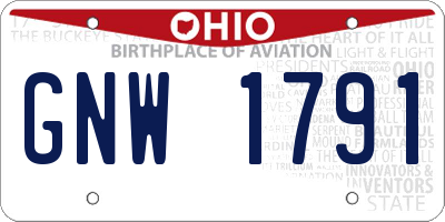 OH license plate GNW1791