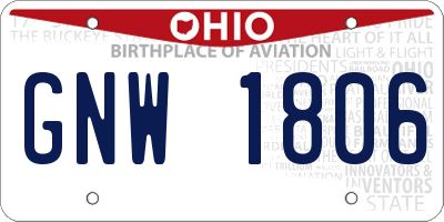OH license plate GNW1806