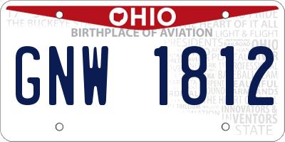 OH license plate GNW1812