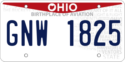 OH license plate GNW1825