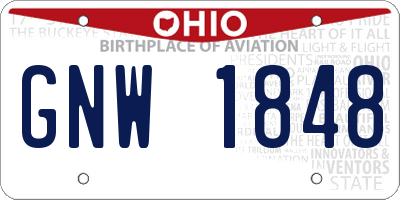 OH license plate GNW1848