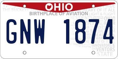OH license plate GNW1874