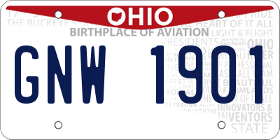 OH license plate GNW1901