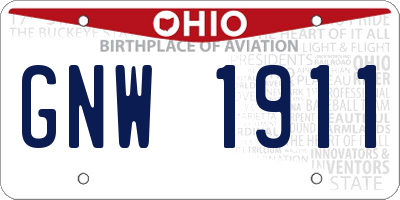 OH license plate GNW1911