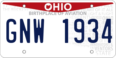 OH license plate GNW1934