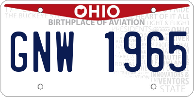 OH license plate GNW1965