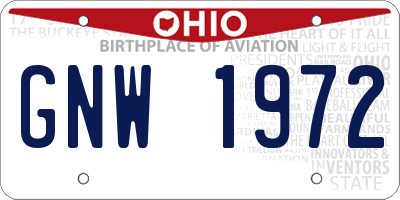 OH license plate GNW1972