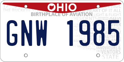 OH license plate GNW1985