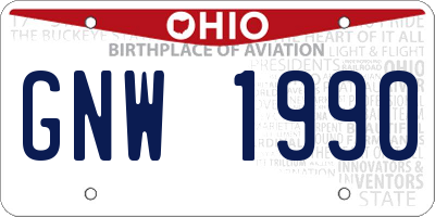 OH license plate GNW1990