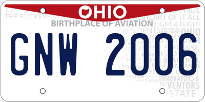 OH license plate GNW2006