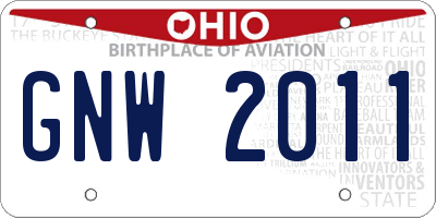 OH license plate GNW2011